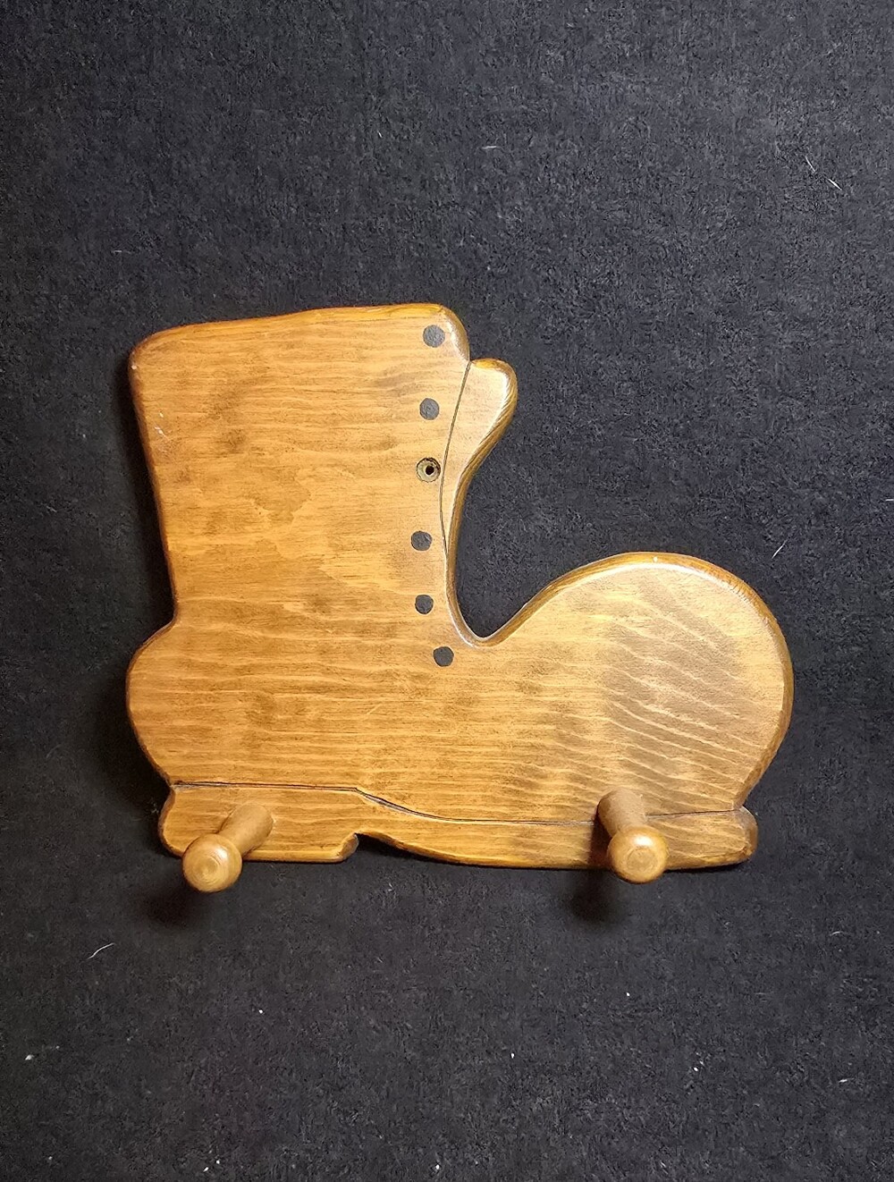 Vintage Wooden Boot Wall Hook - Brown